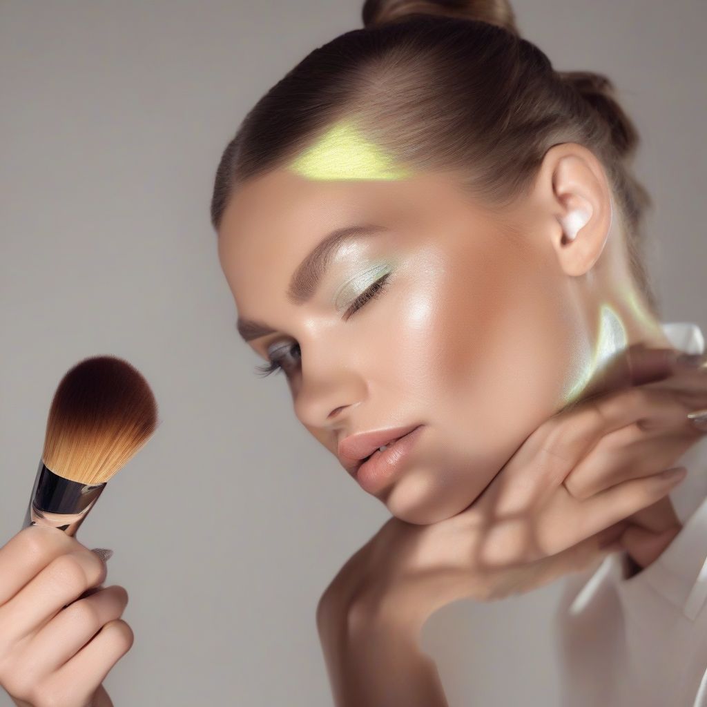 A Woman Highlighting Her Cheekbones